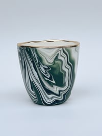 Image 1 of Green marbled tumbler - gold rim 