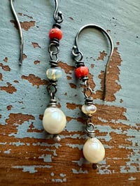 Image 5 of antique coral opal and pearl earrings