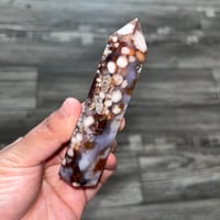 Image 2 of Black Flower Agate & Carnelian Tower 