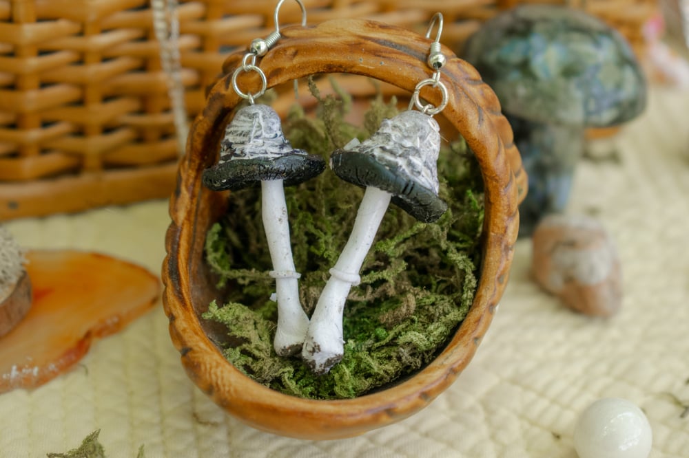 Image of Shaggy Mane Mushroom Earrings