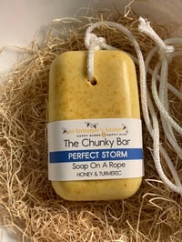 Image 1 of The Chunky Bar Perfect Storm Triple Butter Soap On A Rope- NEW! LARGER BAR!