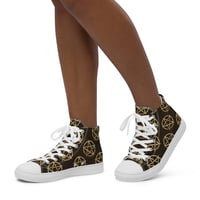 Image 5 of All Over Gold and Black Pentagram Women’s high top canvas shoes