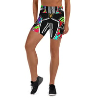 Image 1 of BOSSFITTED Black and Colorful Logo AOP Yoga Shorts
