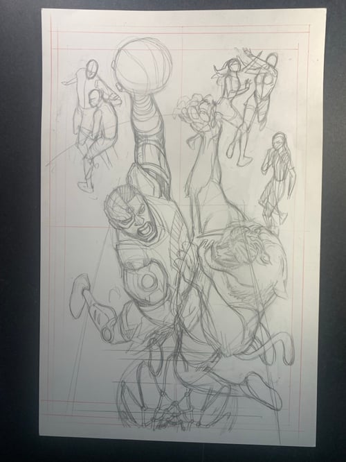 Image of TITANS #21 COURTSIDE VARIANT COVER original art