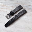 20mm Vintage Style Crocodile Strap In Black