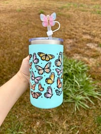 Image 3 of 20oz stainless steel butterfly mug