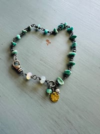 Image 3 of Lone Mountain turquoise and opal 22k charm bracelet