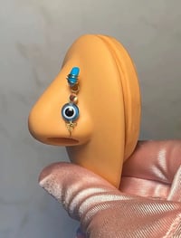 Image 3 of Amethyst, Watermelon Quartz ,Turquoise Evil Eye Nose Cuff