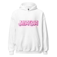 Image 4 of MAGA Make America Great Again Hot Pink Barbie Retro Unisex Hoodie Trump 2024
