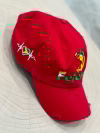 Image 1 of Guyana 🇬🇾 Feteran vintage dad hat w/side heartbeat red