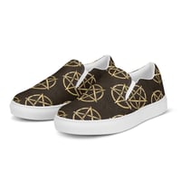 Image 4 of All Over Gold/Plack Pentagram Print Men’s Slip-On Canvas Shoes