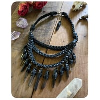 Image 1 of The Eathelyn Necklace - Smokey Quartz and Black Leather