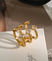 Image 3 of Stacked Solitaire Cuff Ring