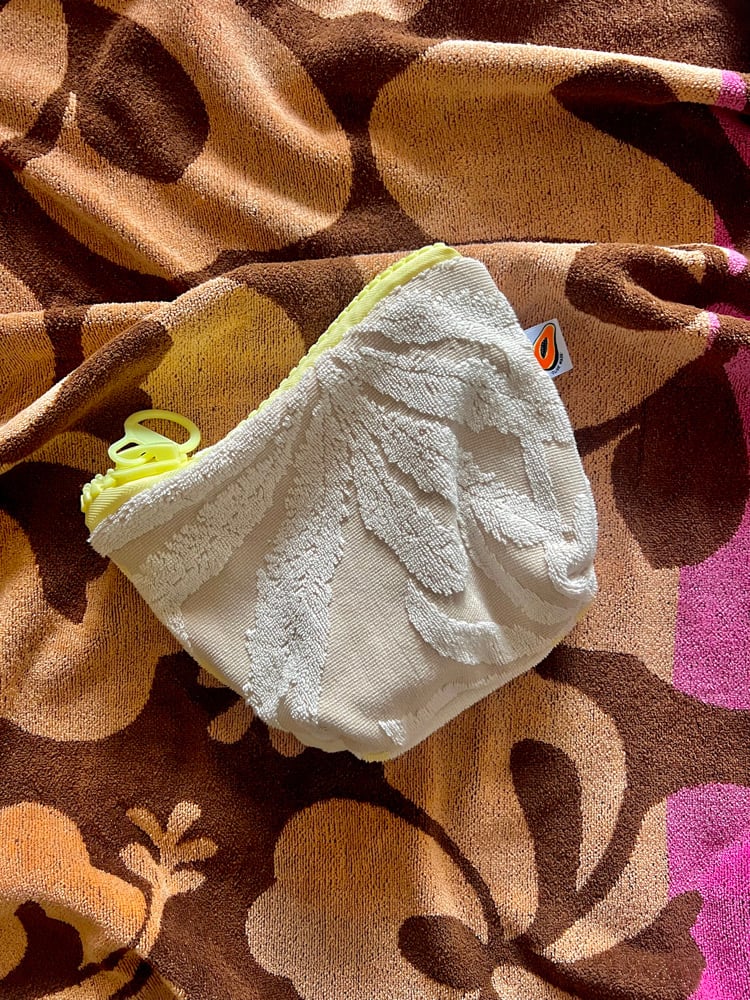 Image of Postcard pouch- White Palm/ floral frangipani 