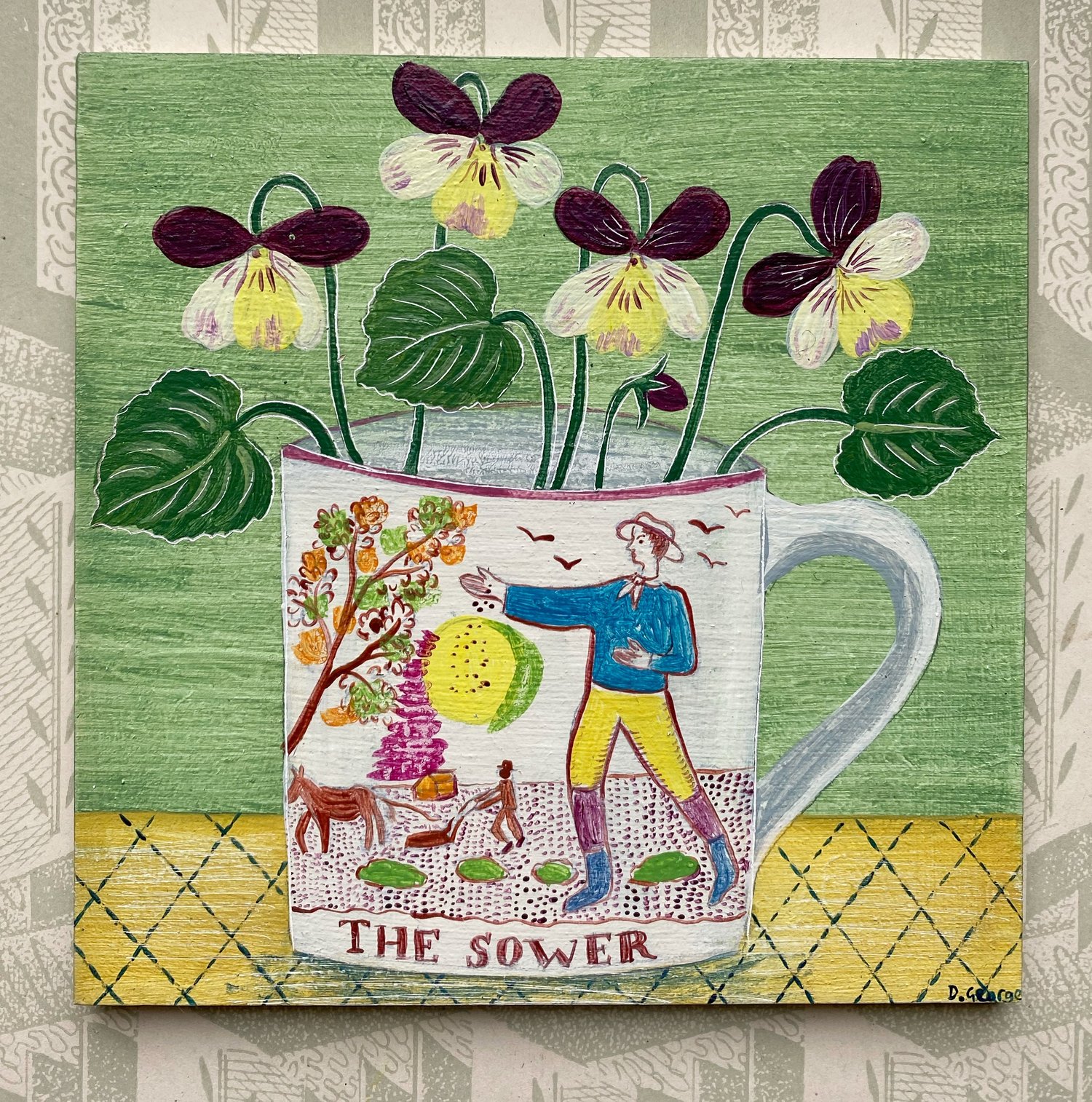 Image of Small Sower cup and Violas 
