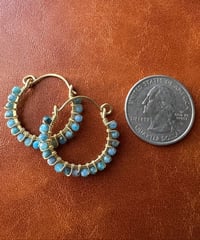 Image 2 of Blue Apatite Hoop Earrings (Brass)