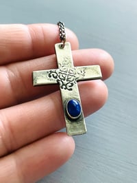 Image 4 of flash sale . sterling silver lapis cross necklace