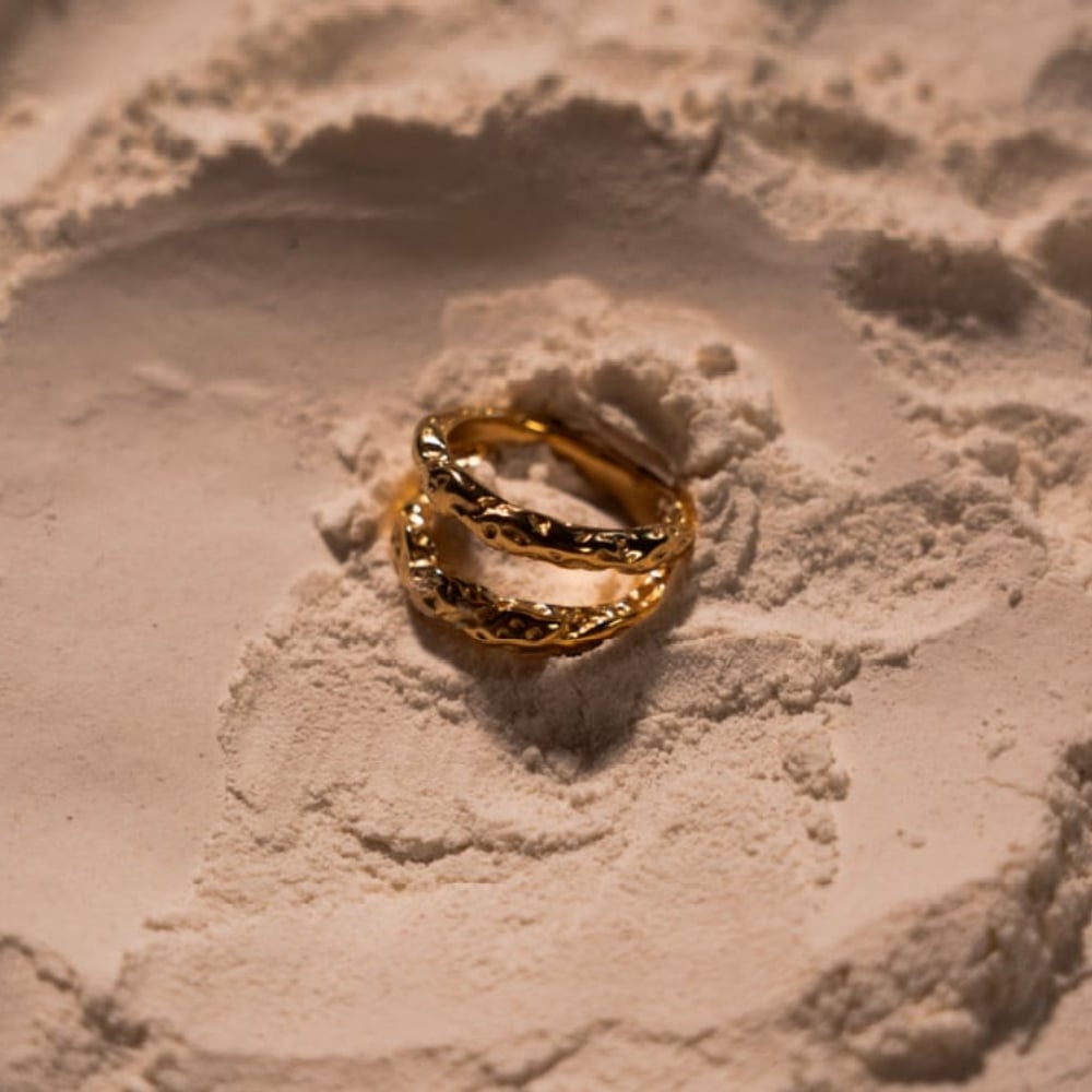 Image of ISLA Raw Textured 18CT Gold Plated Stacking Ring