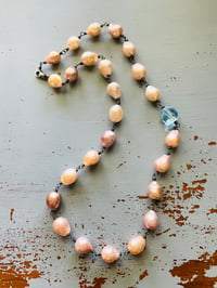Image 1 of baroque pearl and blue topaz necklace