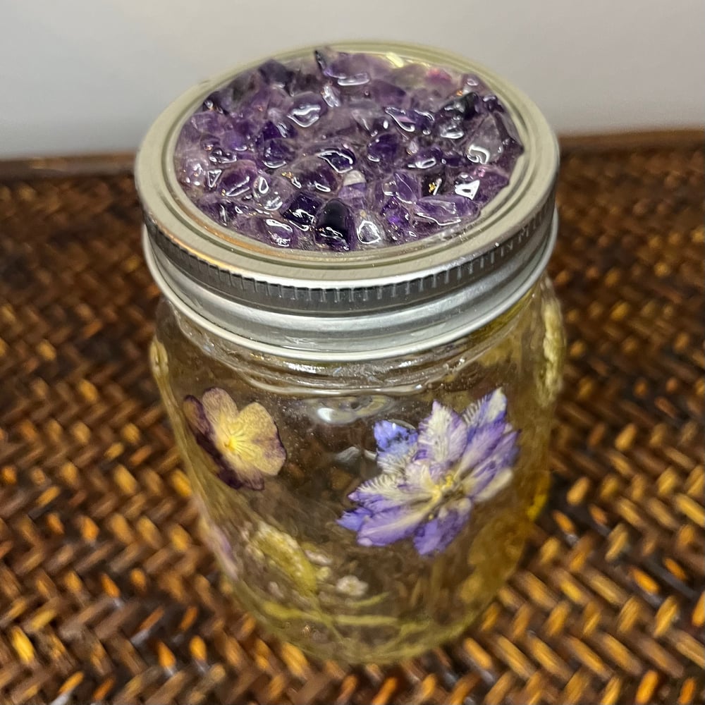 Image of amethyst floral mason jar