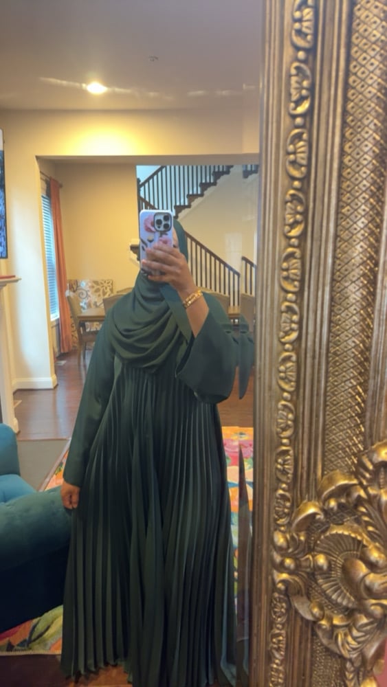 Image of Green Pleated Abaya 54