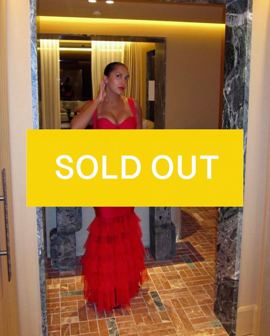 Image of RED BANDAGE & TULLE FULL-LENGTH GOWN (S)