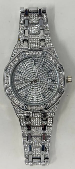 Image of Maxine 4.0Ct Classic Radiant Cut Women's Stud Earrings In Sterling Silver & Watch & Cuban Chain