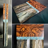Image 1 of Ironwood Burl & Giraffe Bone Segmented Knife Scales