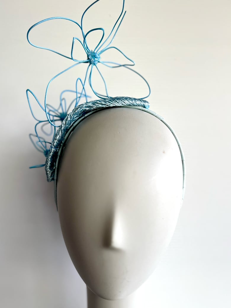 Image of Sky blue headpiece w wired flowers 