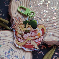 Image 3 of Dragons in food cherry wooden pin and keychains 