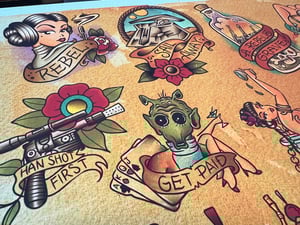 Image of Star Wars Inspired Traditional Tattoo Flash Sheet: SW-03 11x14