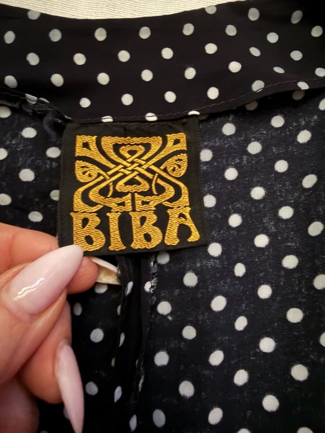 1960s BIBA London navy blue milkmaid maxi dress bohemian 