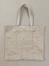 Image 3 of B90 denim patchwork rainbow squiggle quilting