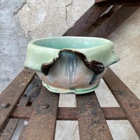 Image 1 of Swagged Lip Bowl - Seafoam/Pink