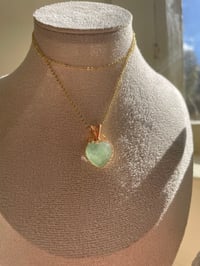 Image 2 of Gold Green Fluorite Heart Crystal Necklace