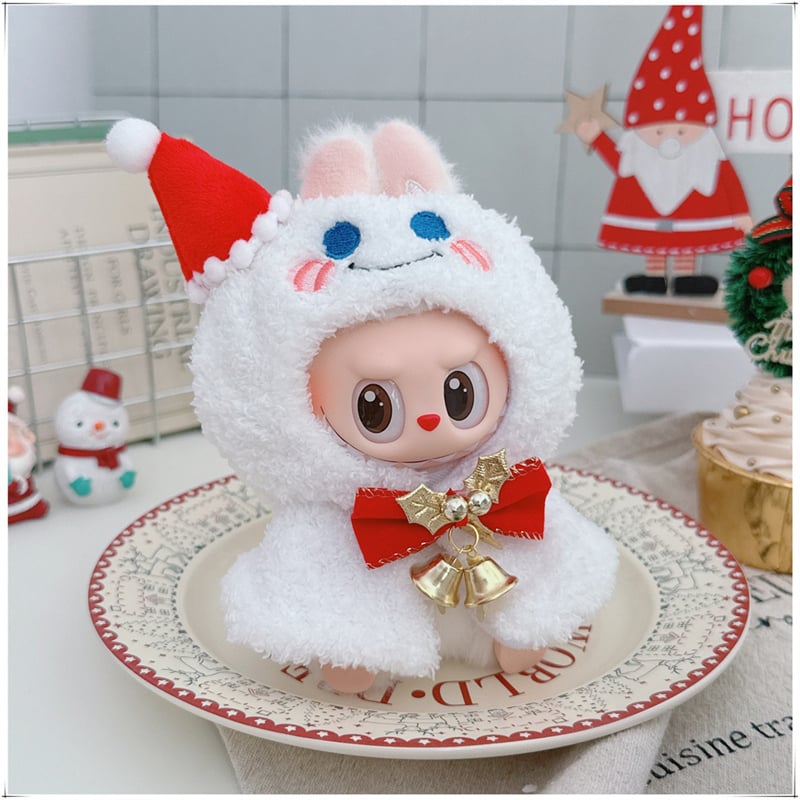 Image of Christmas Clothes for 17cm Labubu Doll Xmas Suit Snowman Elk Santa Claus V1 V1 V3 Labubu Doll's Outf