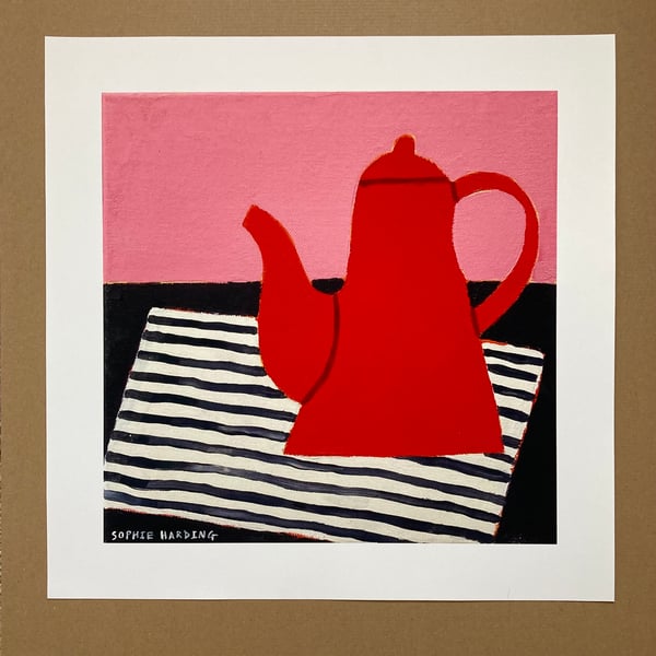 Image of Red Coffee Pot digital print