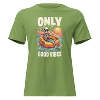 Image 7 of Women's Relaxed T-Shirt, Good Vibes Skeleton Humor Tee