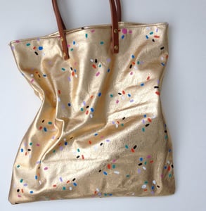 Image of Hand painted leather shopper tote