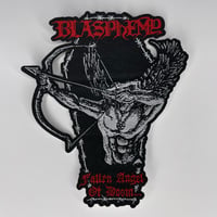 Image 1 of Blasphemy - Fallen Angel Of Doom... *COFFIN SHAPED* Small Woven Patch