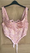 Pink and Gold Jacquard dragon bustier reversible corset top