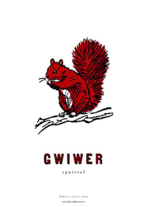 Image of fforest cymraeg prints: gwiwer (squirrel)