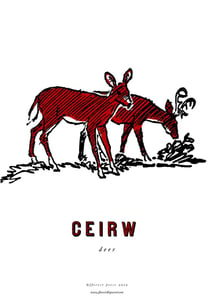 Image of fforest cymraeg prints: 'ceirw' deer