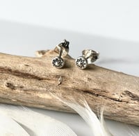Image 4 of Handmade Tiny Rustic Silver Star Stud Earrings 925