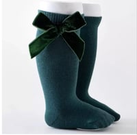 Bottle green bow socks