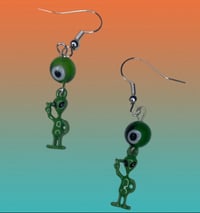 Green alien dangles