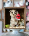 Pipe cleaner quokka miniature with its wooden display 