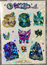 Image 5 of GEMMY DOODLES™️ Series 1 STICKER SHEET with Shimmer Ice Sparkle Effect! 