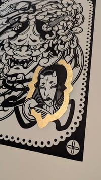 Image 2 of Rancore linocut print with gold leaf