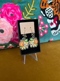 Image 2 of Pumpkasaur Acrylic Earrings